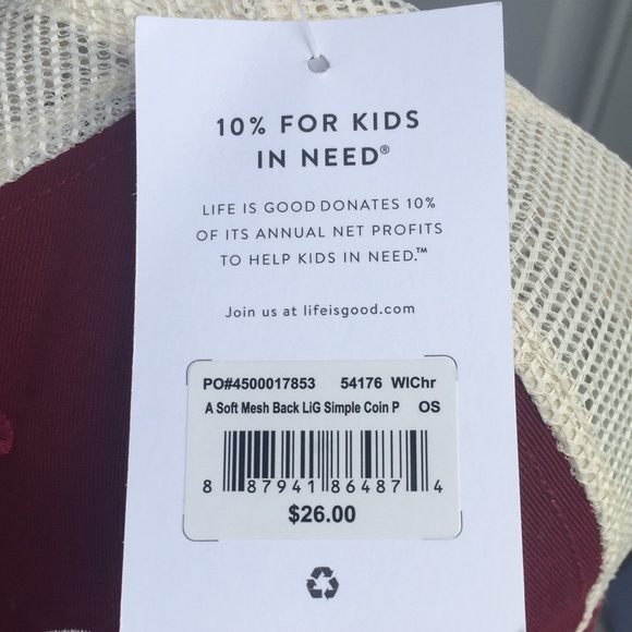 LIFE IS GOOD Trucker Hat  SnapBack Burgundy/Beige - Picture 11 of 11